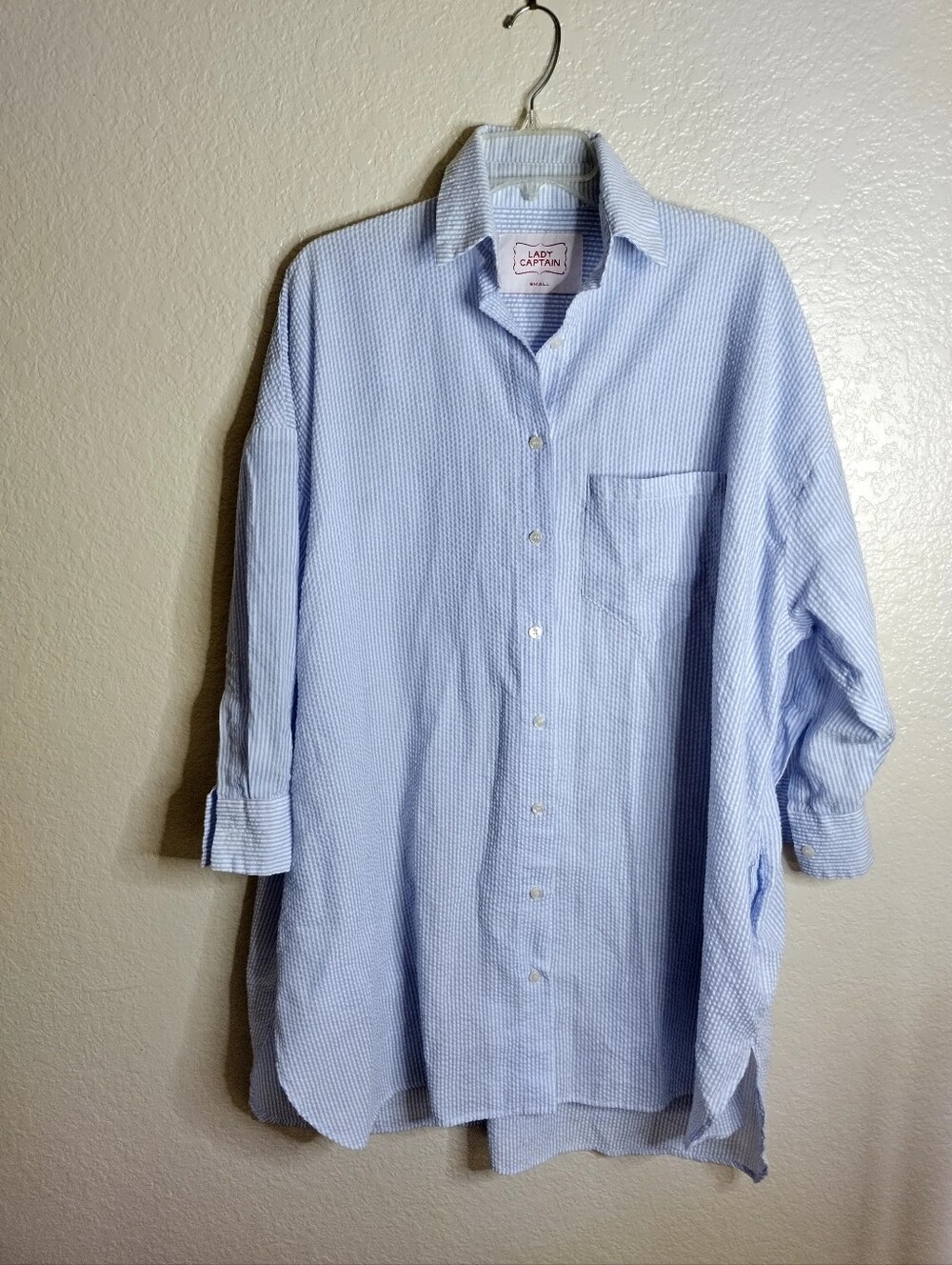 Lady Captain Button Down shirt dress Oversized Sz S